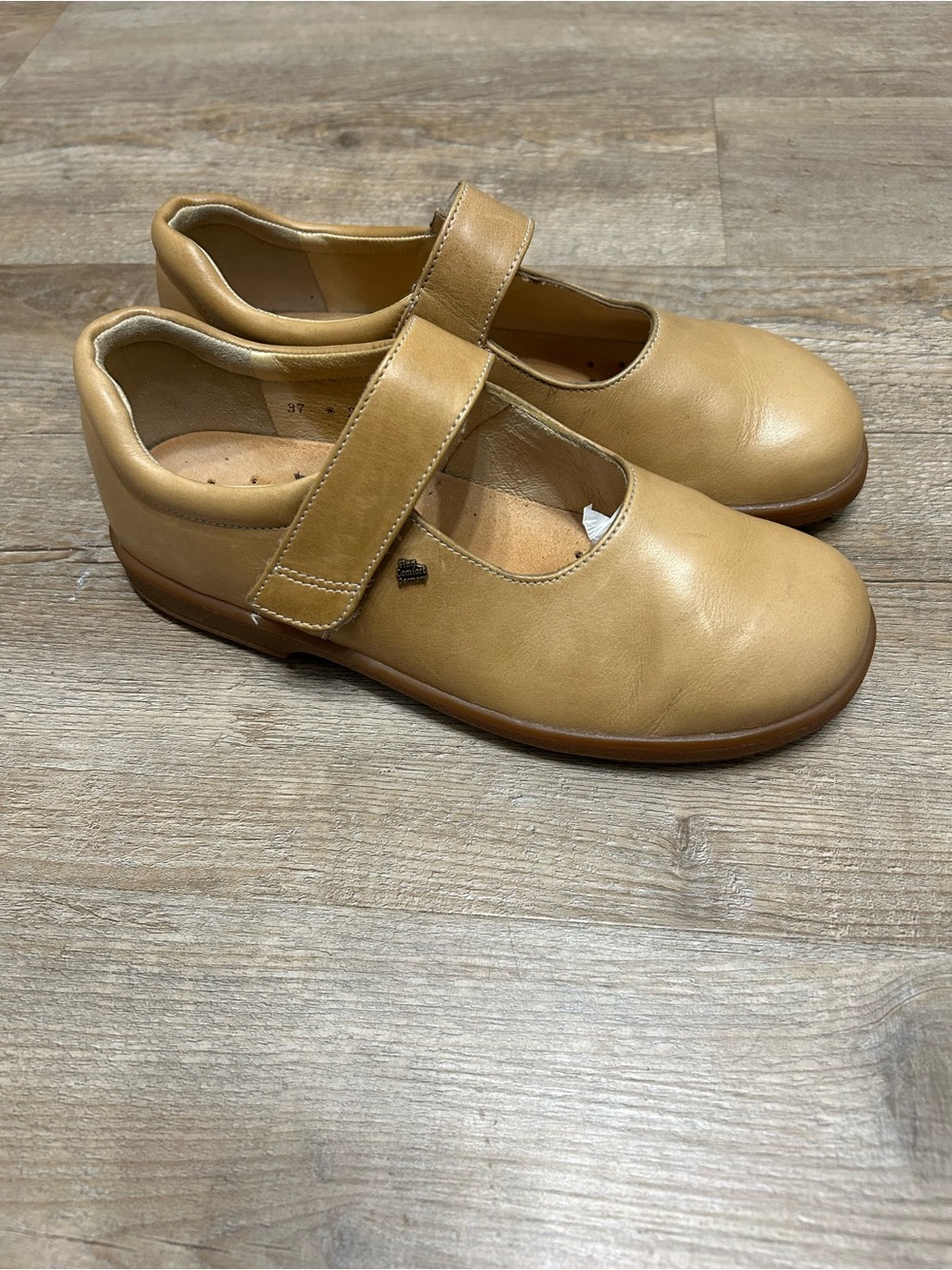 Finn Comfort Women's Size 37 US 6-6.5 Mary Jane Leather Mules Tan Walnut Shoes
